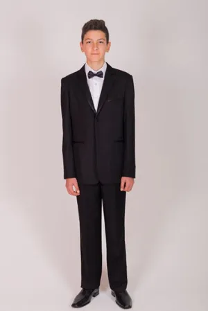 467  Boys Black Suit With Satin Trim