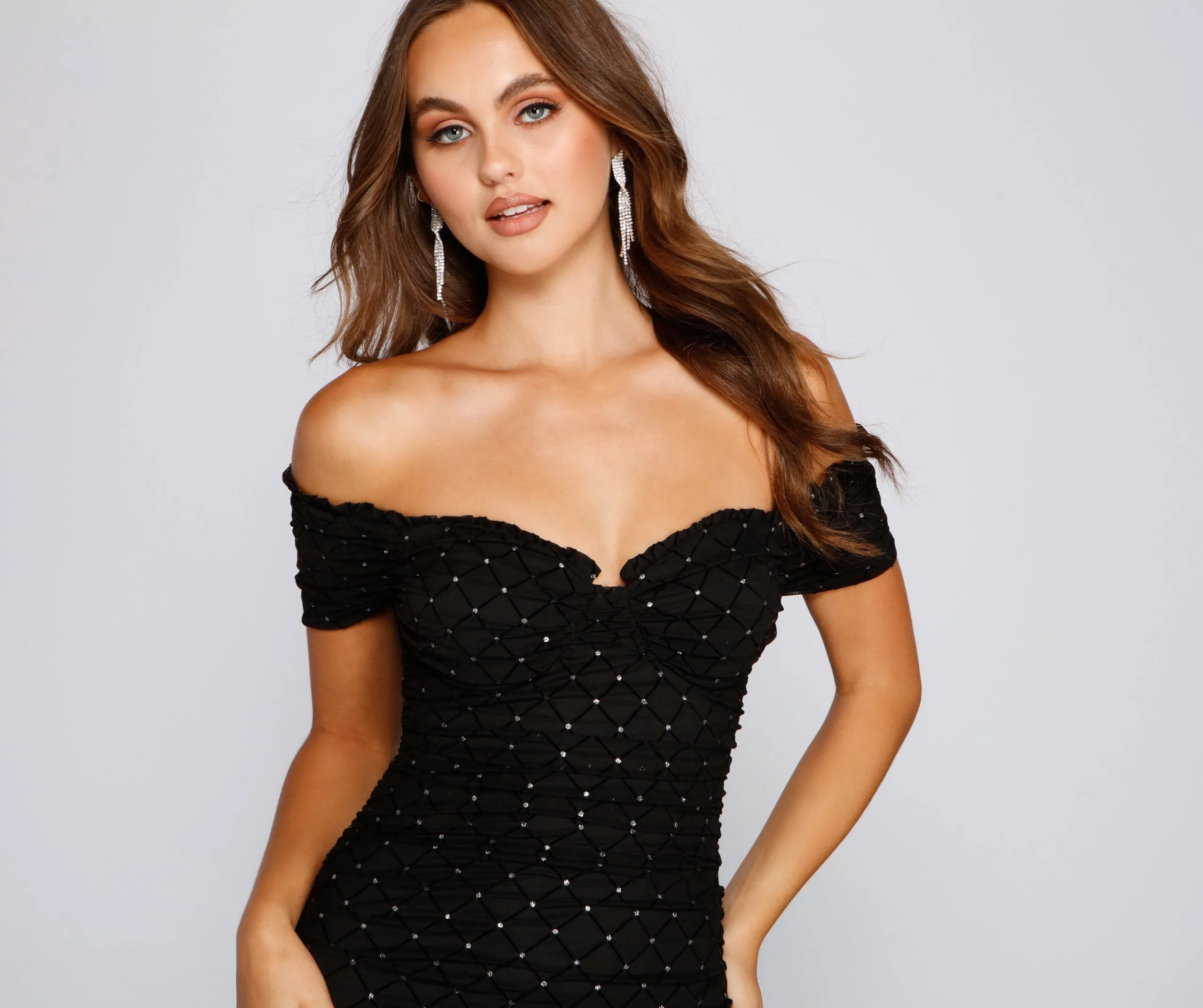 Born To Glow Charming Glitter Ruffled Mini Dress