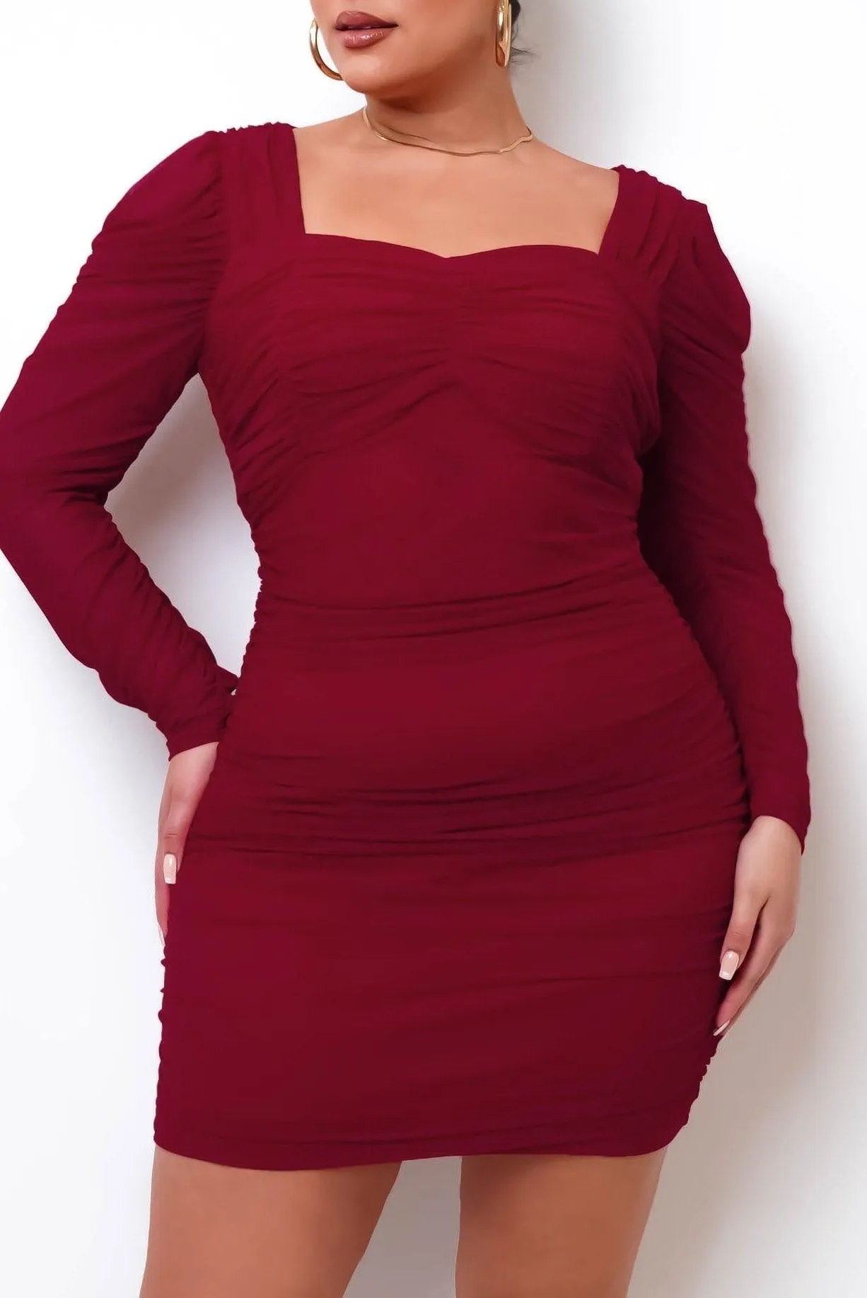 Burgundy Sweetheart Mini Dress