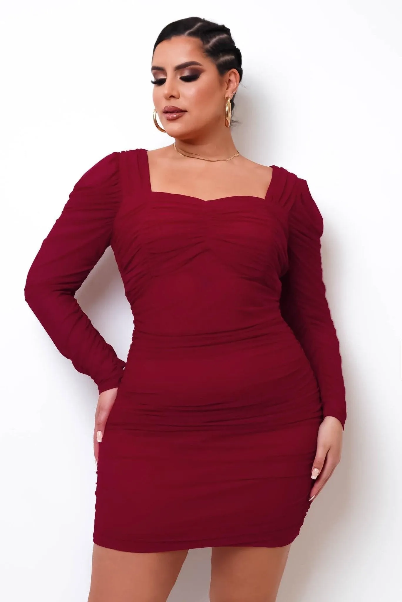 Burgundy Sweetheart Mini Dress