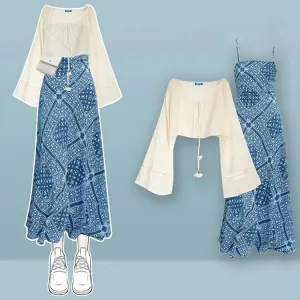 Charming Floral Pattern Two Piece Set in Vintage Style