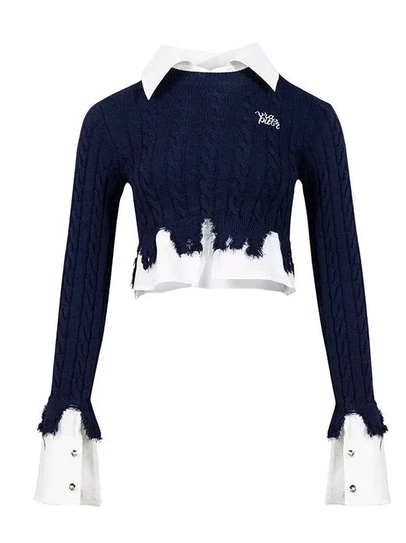 College Style Short Damage Design Shirt