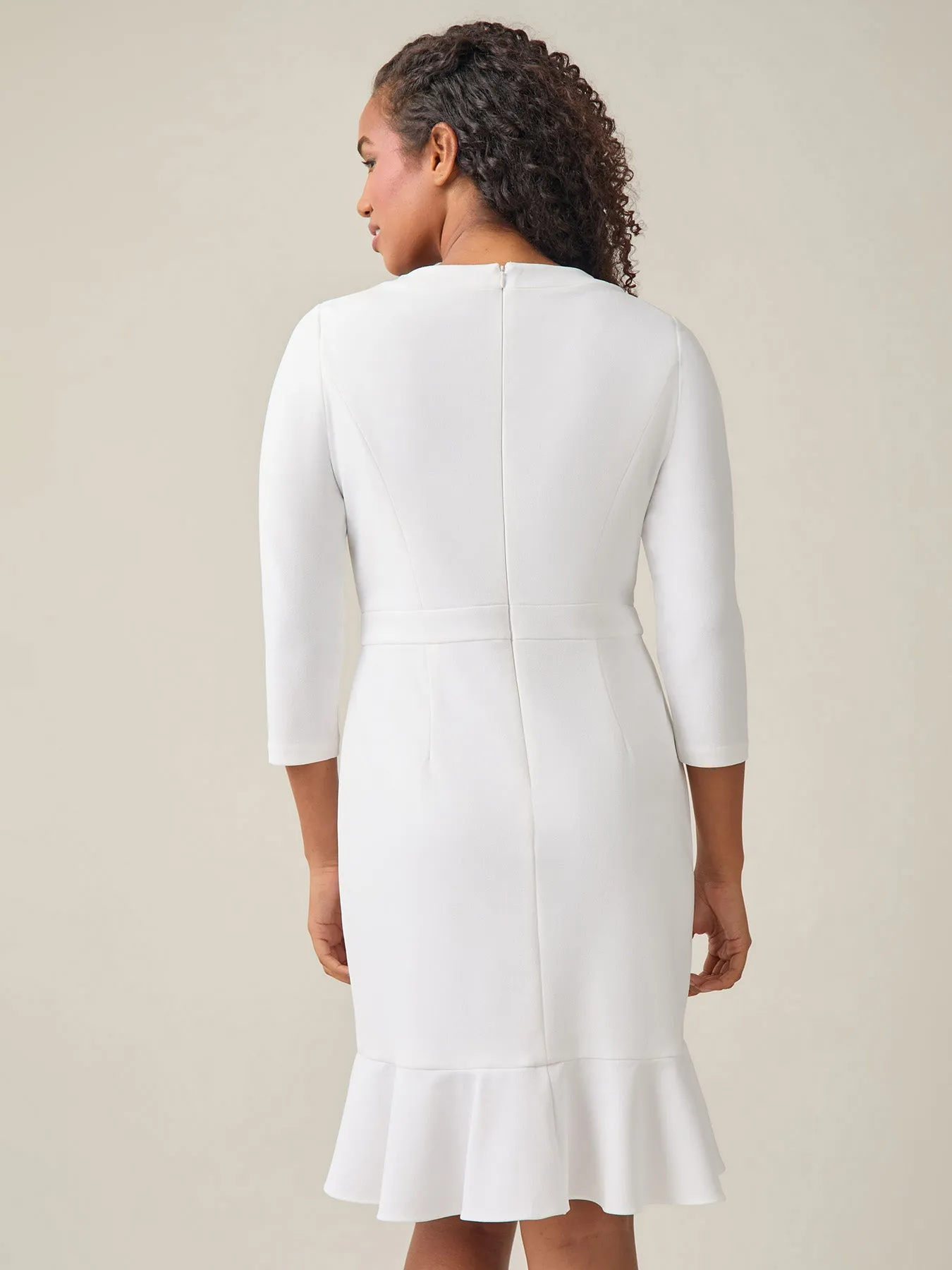 Colorblock Ruffle Hem Dress, White