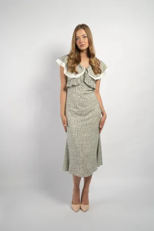 Elegant Double Collar Linen Dress