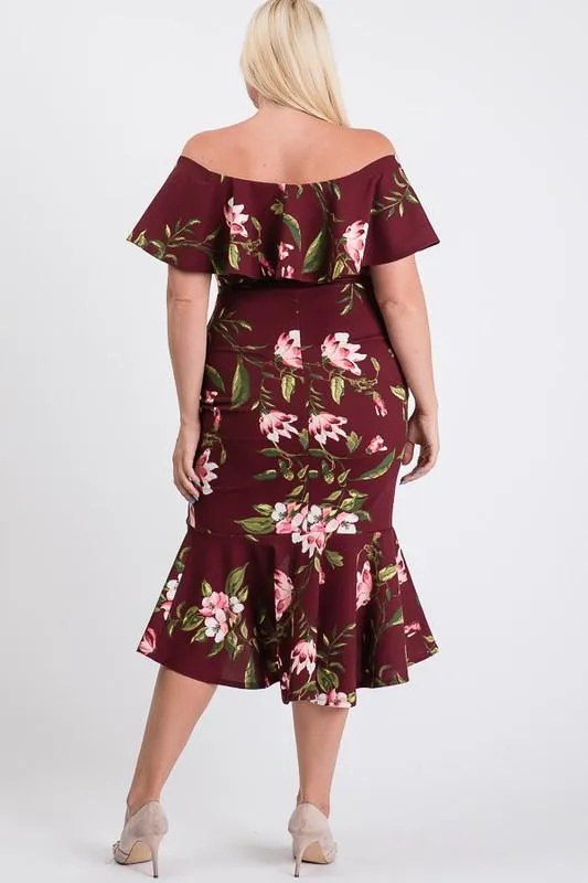Floral Ruffled Sexy Dress