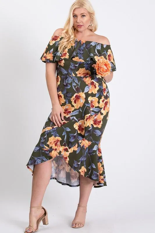 Floral Ruffled Sexy Dress