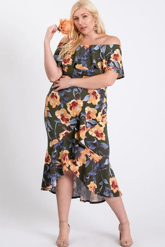 Floral Ruffled Sexy Dress