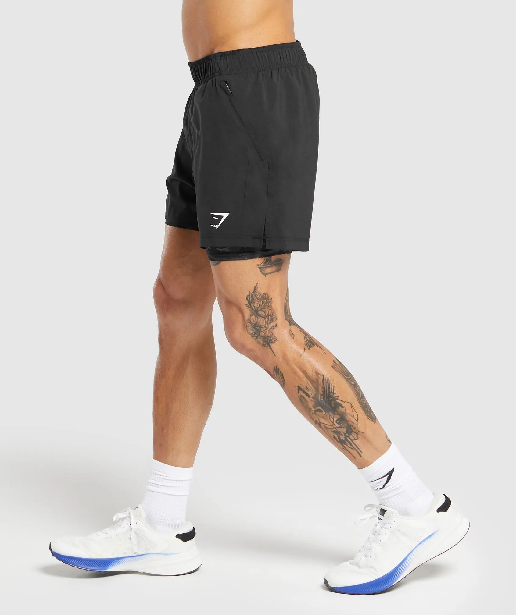 Gymshark Sport  5" 2 in 1 Shorts - Black/Asphalt Grey