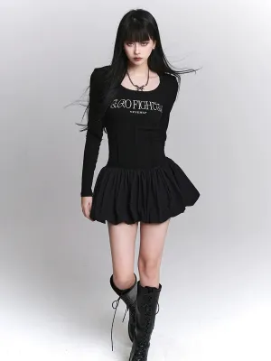 Letter Girl Dress Little Ghost Black