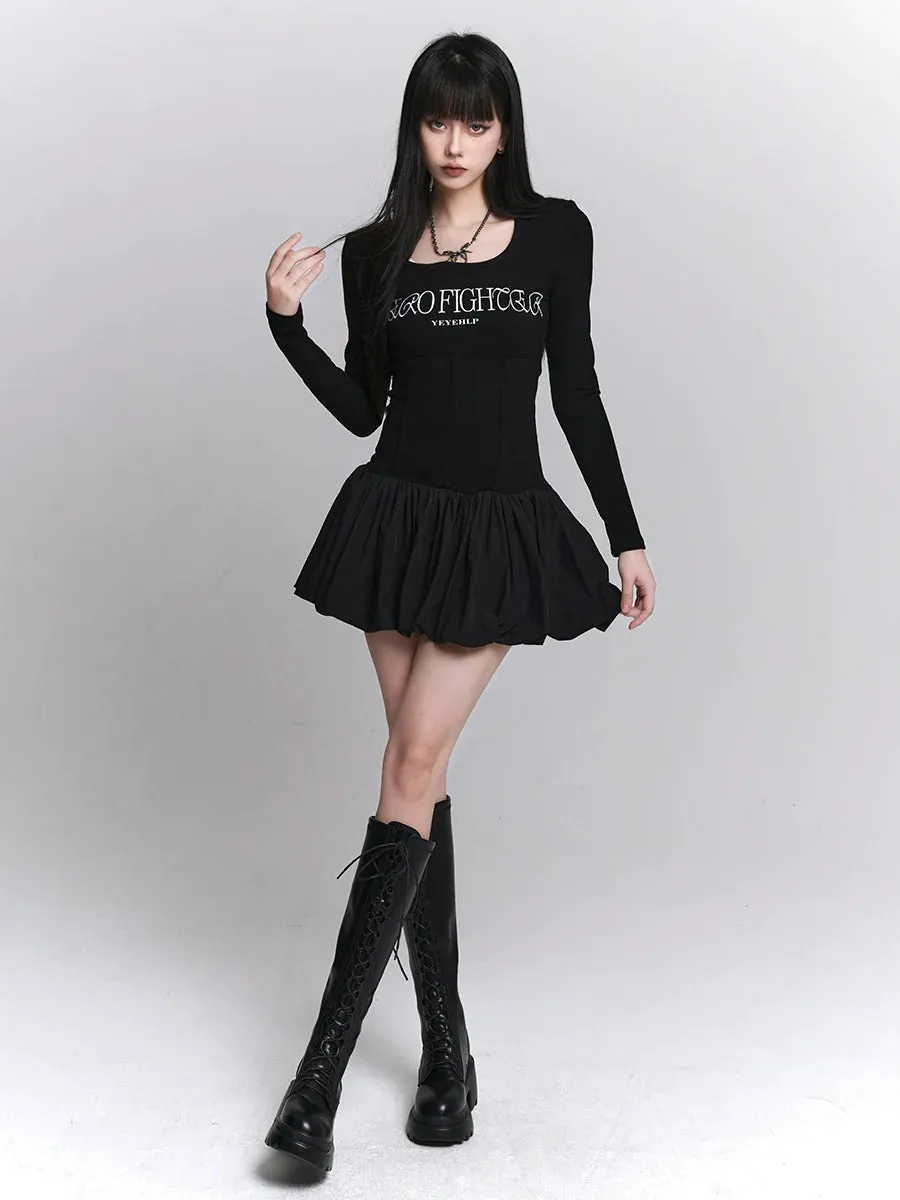 Letter Girl Dress Little Ghost Black
