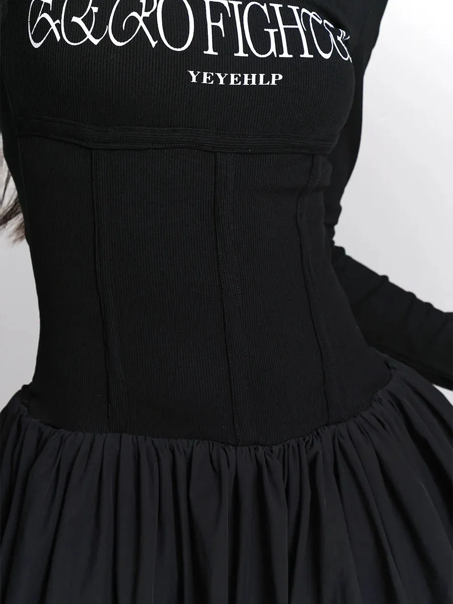 Letter Girl Dress Little Ghost Black