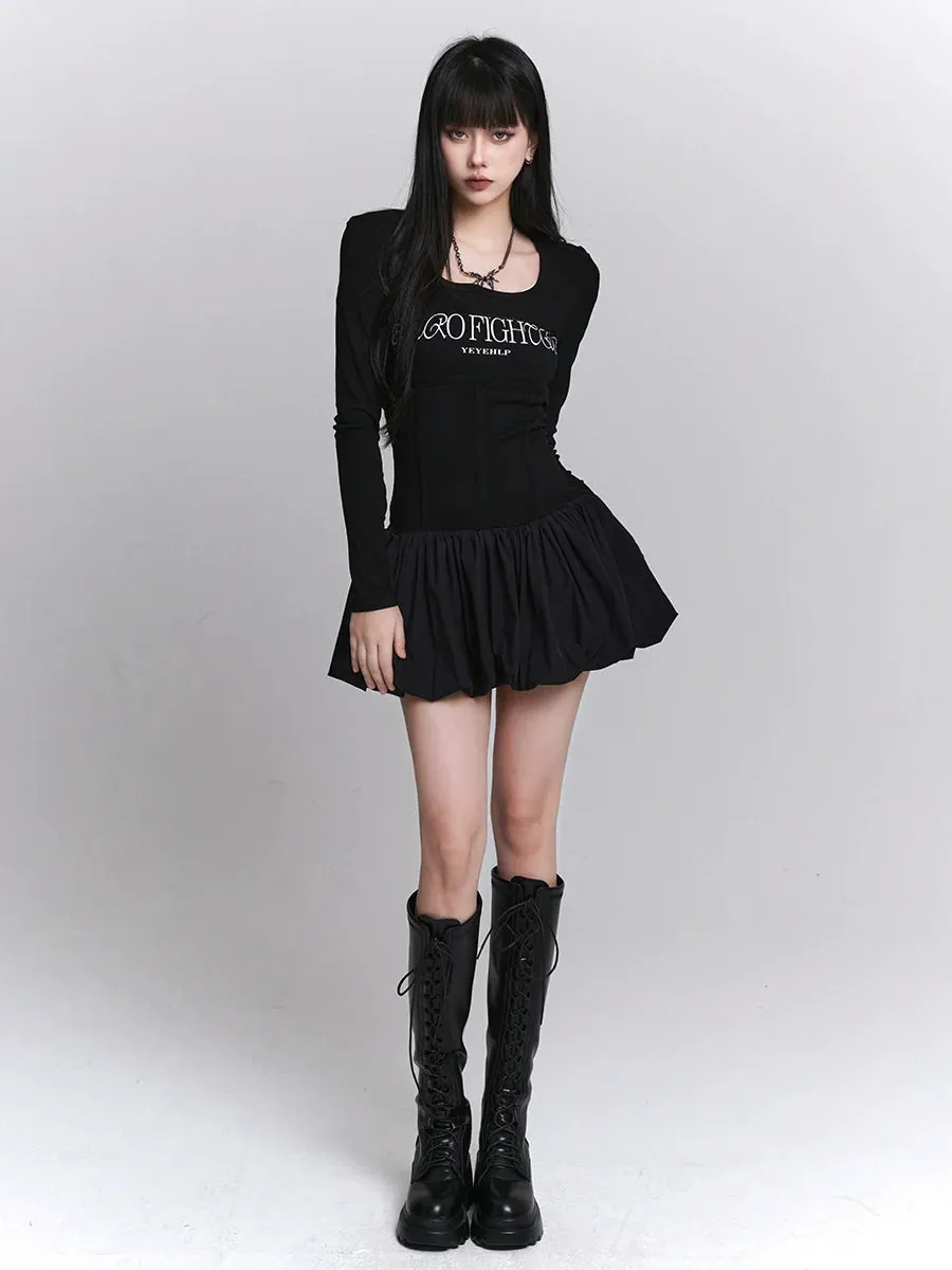 Letter Girl Dress Little Ghost Black