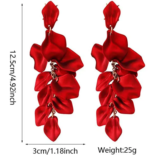Long Acrylic Rose Petal Earrings