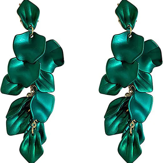 Long Acrylic Rose Petal Earrings