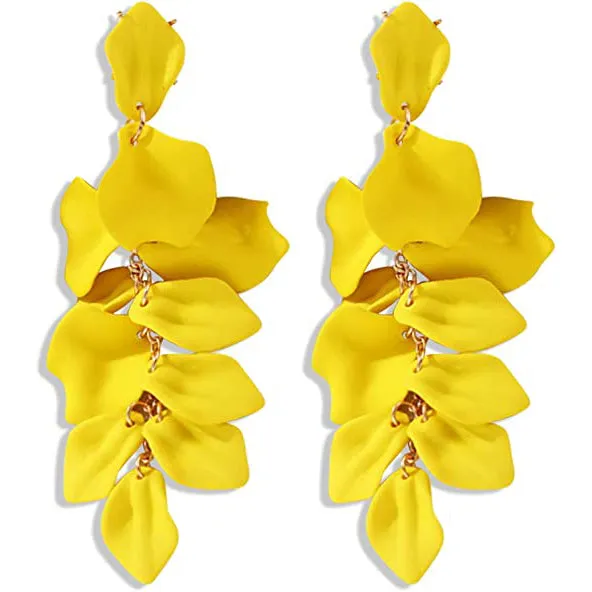 Long Acrylic Rose Petal Earrings