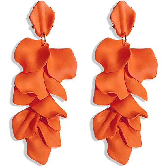Long Acrylic Rose Petal Earrings