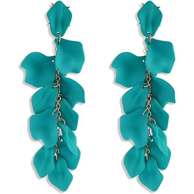 Long Acrylic Rose Petal Earrings
