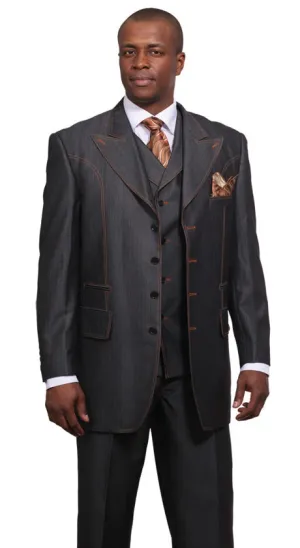 Milano Moda 5608BK Mens Suit