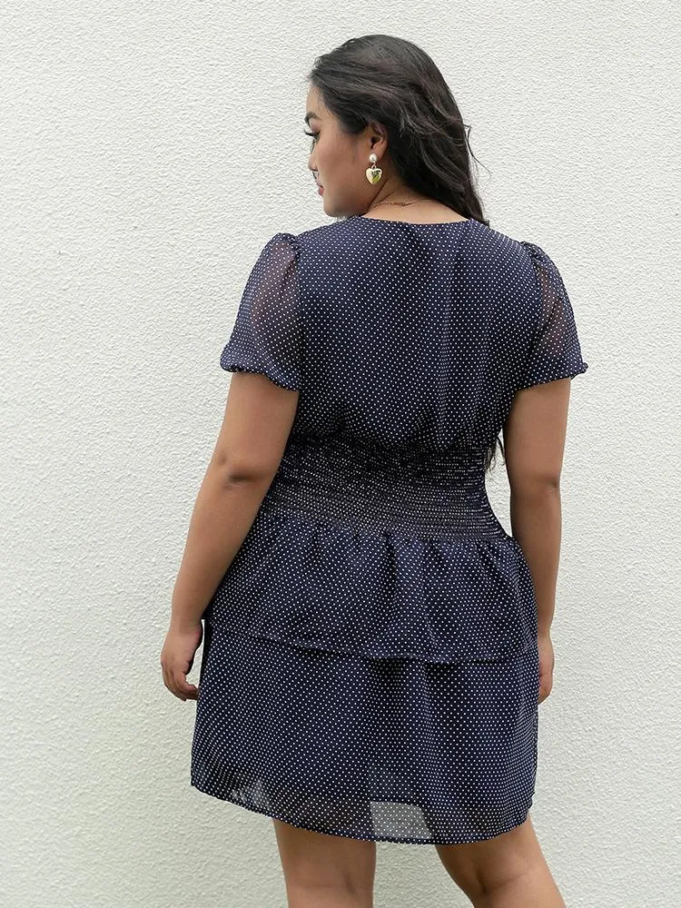 Polka Dots Shirred Dress