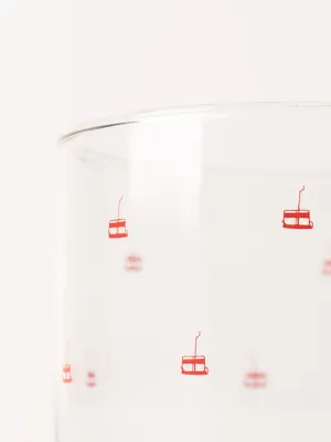 Red Chair Lift Rocks Glass