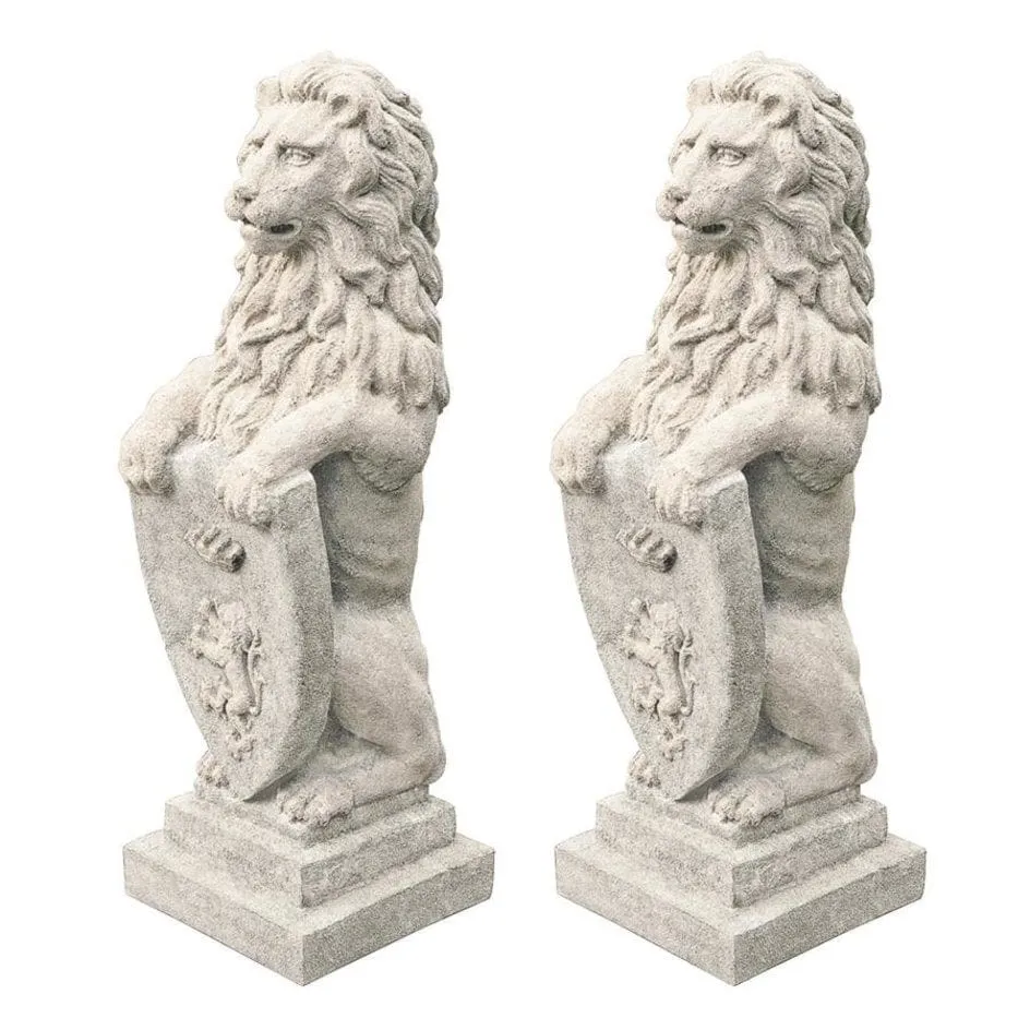 Royal Palace Heraldic Grandeur  Gates Lion  Garden Sculptures Set of Two