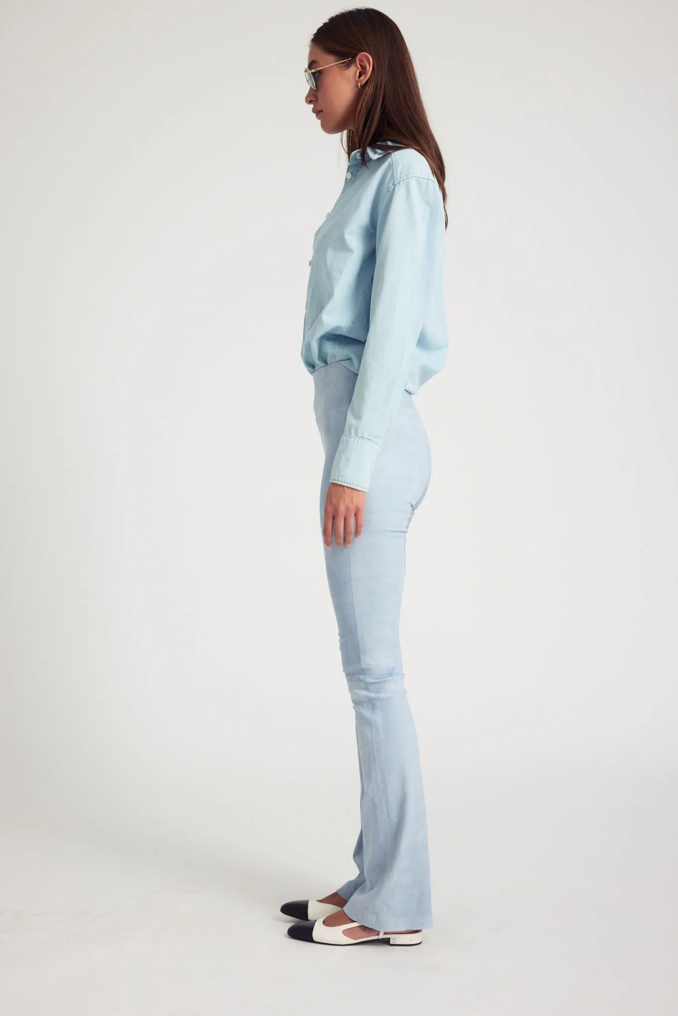 Sky Suede Micro Flare Pants