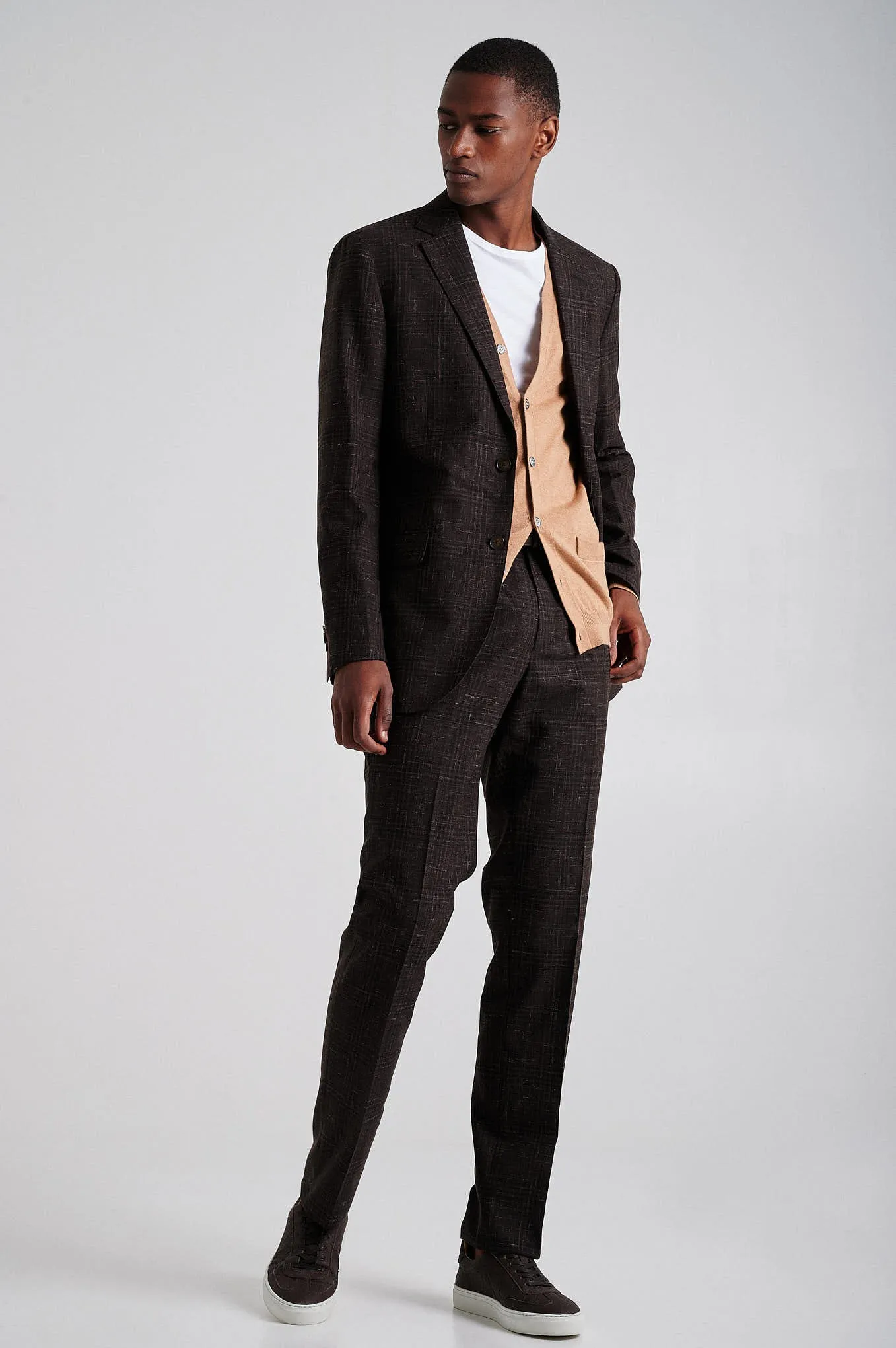 Slim fit wool linen suit