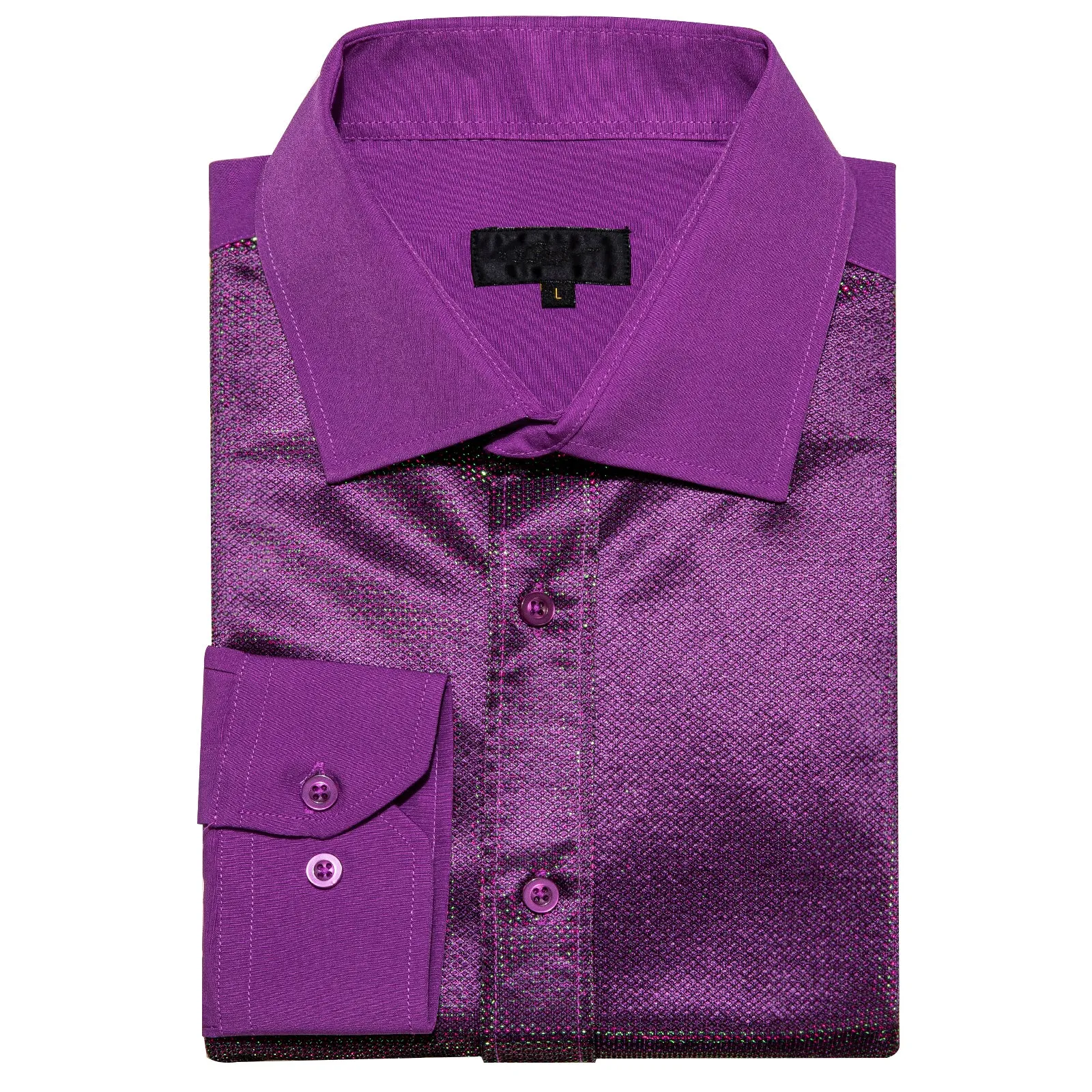 Ties2you Button Down Shirt Grape Purple Solid Silk Men's Long Sleeve Shirt