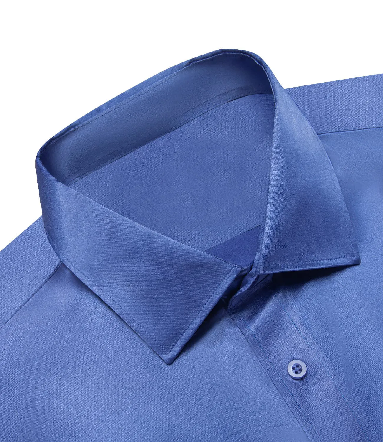 Ties2you Dress Shirt Design Azure Blue Solid Short Sleeve Button Down Shirt for Men