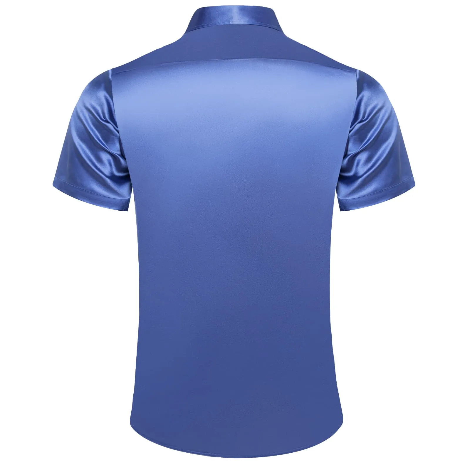 Ties2you Dress Shirt Design Azure Blue Solid Short Sleeve Button Down Shirt for Men
