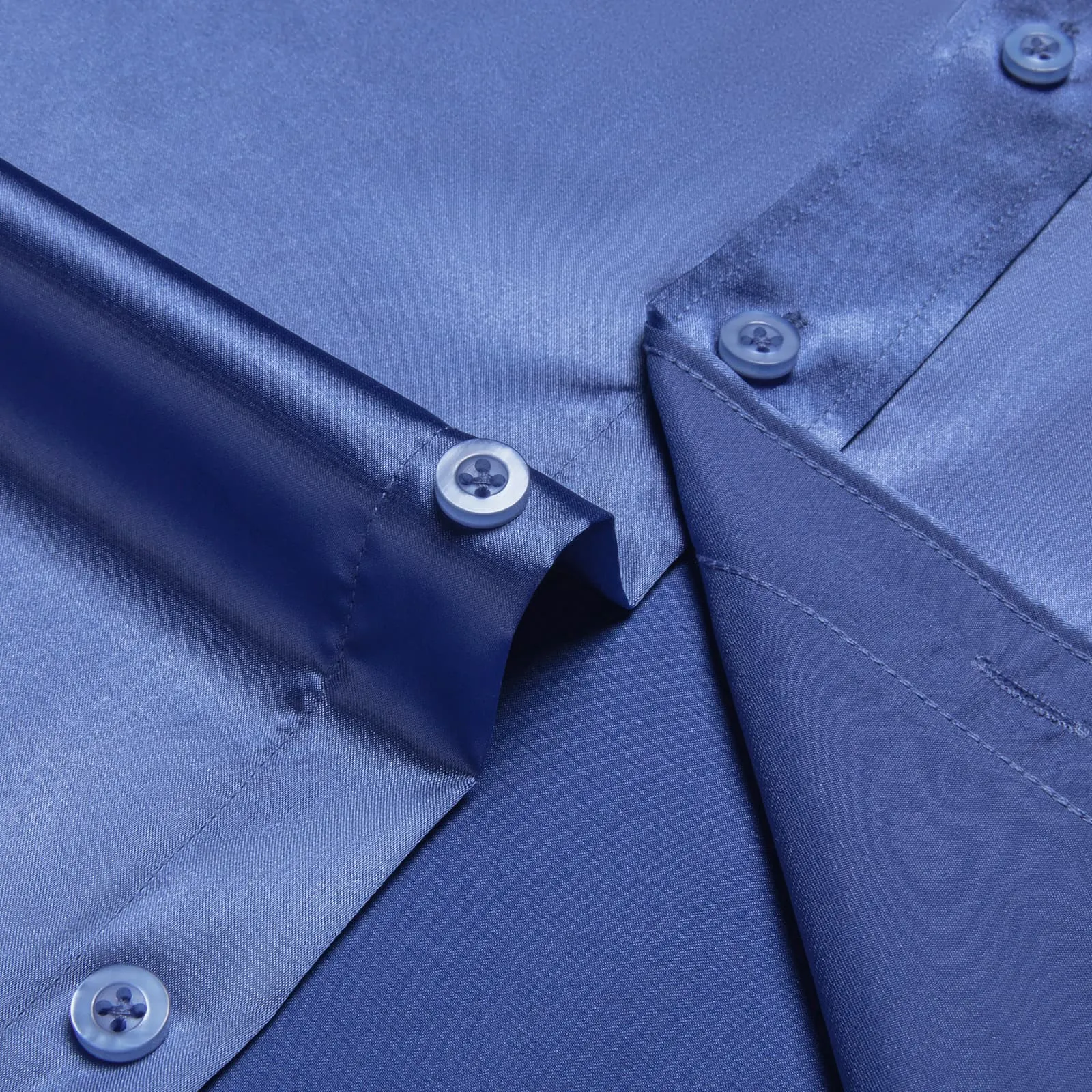Ties2you Dress Shirt Design Azure Blue Solid Short Sleeve Button Down Shirt for Men
