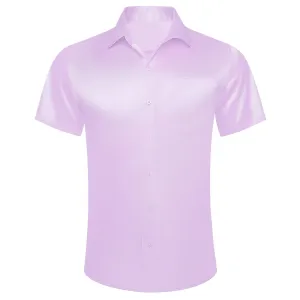 Ties2you Dress Shirt Design Lavender Purple Solid Mens Short Sleeve Button Down Shirt