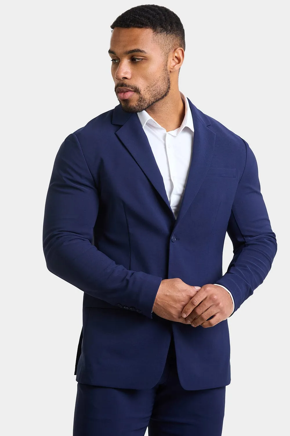 True Athletic Fit Tech Suit Jacket in Navy