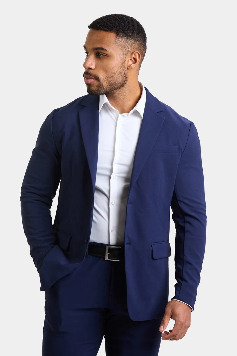 True Athletic Fit Tech Suit Jacket in Navy