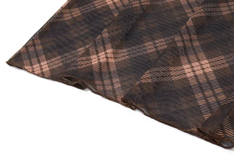 Vintage Plaid Fitted Suspender Dress