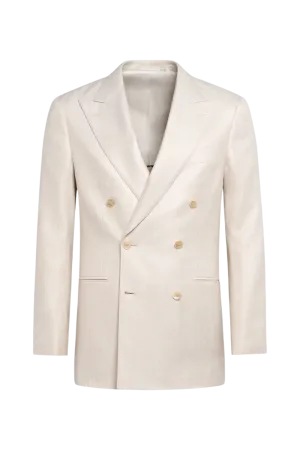 White Bamboo Peak Lapel Double Breasted Jacket